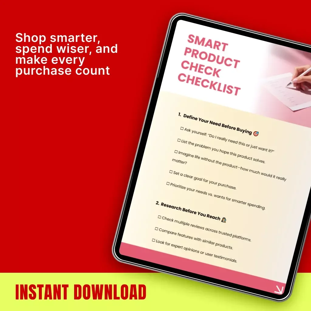 Smart Product Check Checklist | Digital Download Guide | How to Check If a Product Is Useful | Minimalist Buyer’s eBook for Smarter Shopping Decisions