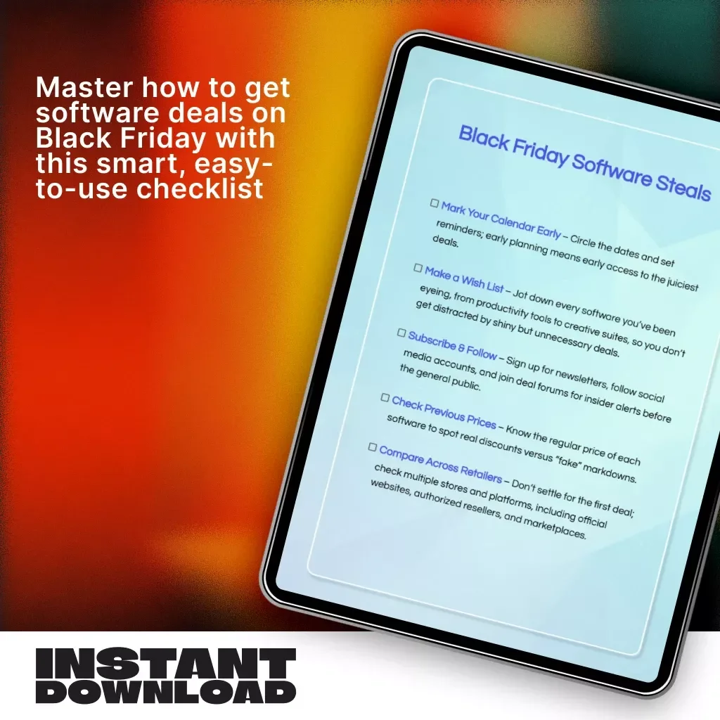 Black Friday Software Steals – Ultimate Checklist & Guide on How to Get Software Deals on Black Friday | Digital Download eBook