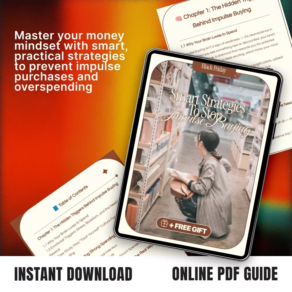 Smart Strategies to Stop Impulse Buying | Printable Digital Guide for Mindful Spending | Strategies to Prevent Impulse Purchases | Budget & Financial Self-Control Workbook