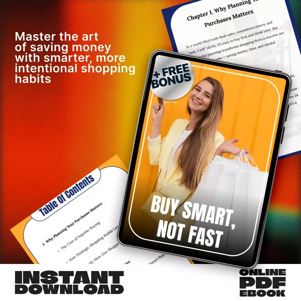 Buy Smart, Not Fast | Budgeting & Shopping Strategy eBook for Intentional Shoppers | Learn How to Plan Which Items to Buy First