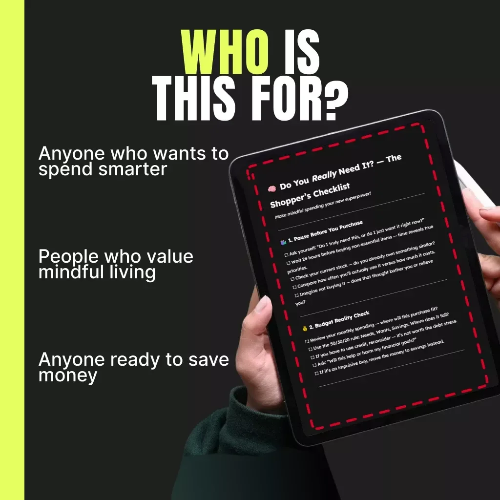 Do You Really Need It? — The Shopper’s Checklist | Digital Download | How to Check If a Purchase Is Needed | Mindful Shopping Guide