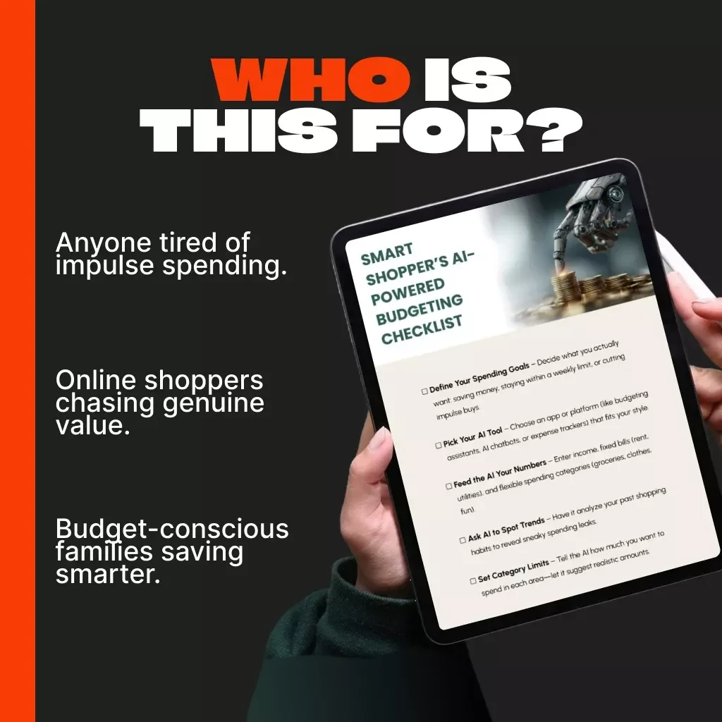 Smart Shopper’s AI-Powered Budgeting Checklist | Digital Download for Savvy Spenders | How to Use AI to Make a Shopping Budget Guide
