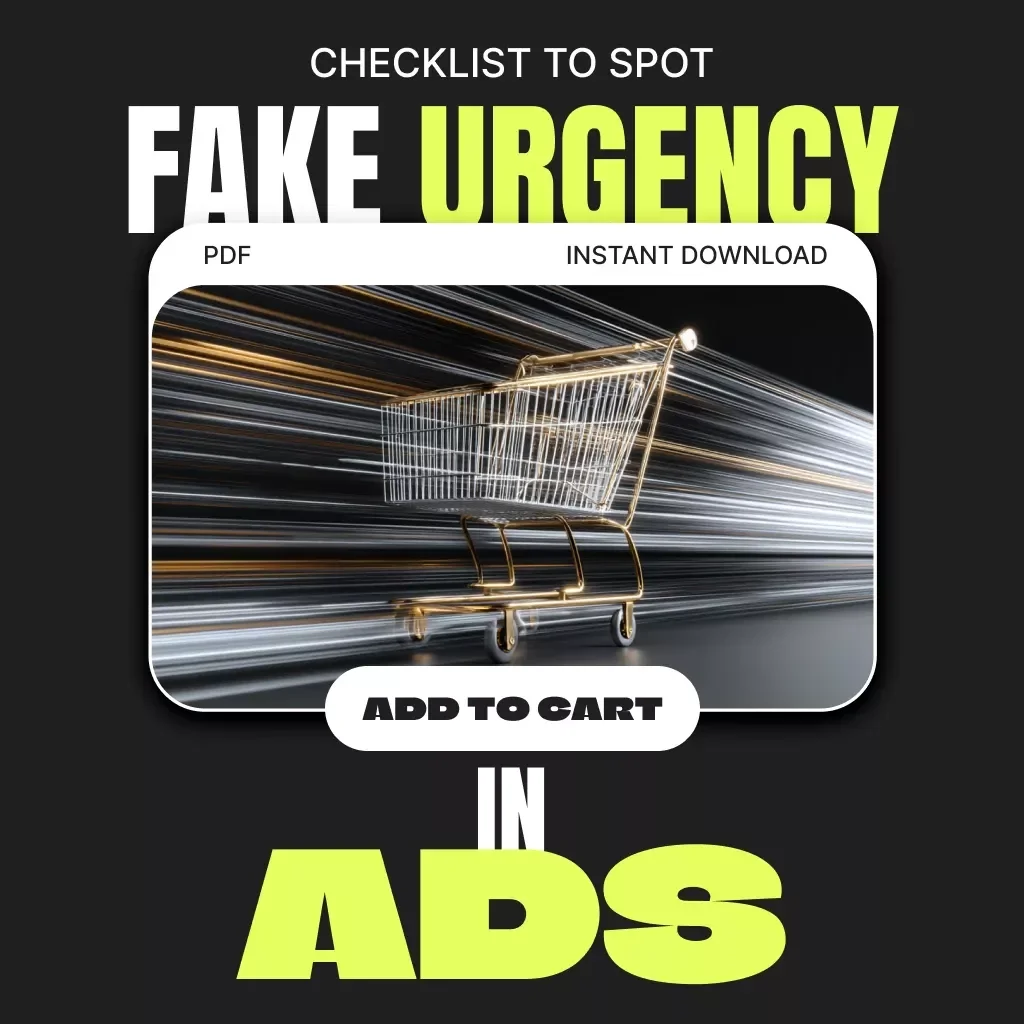 Checklist to Spot Fake Urgency in Ads | Printable Digital Download | How to Spot Fake Urgency in Ads | Smart Shopper eBook & Marketing Guide