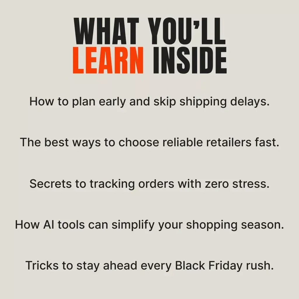 Beat Black Friday Shipping Chaos | Digital Guide to How to Avoid Shipping Delays on Black Friday | Smart Shopper eBook + AI Tools for Holiday Deliveries