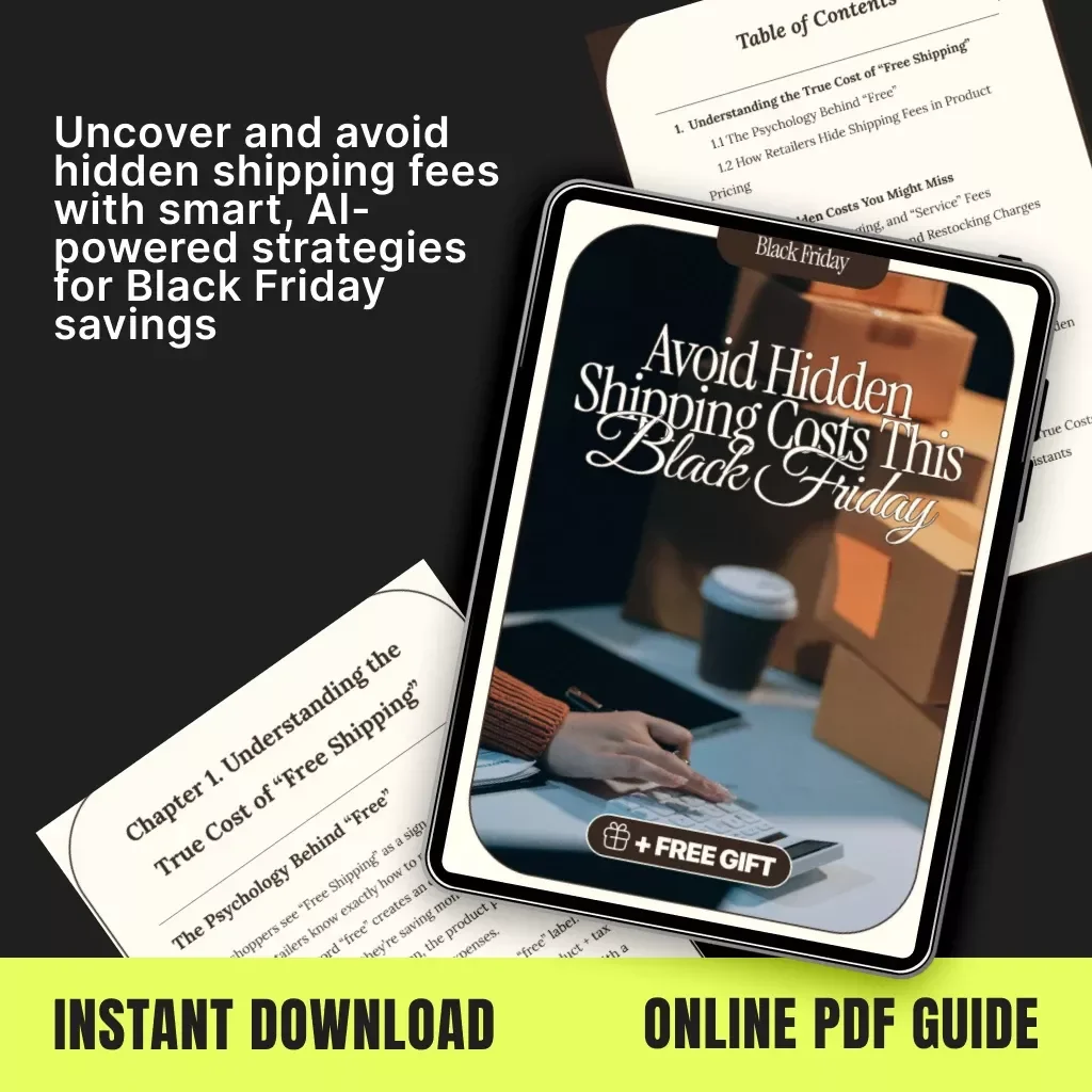 Avoid Hidden Shipping Costs This Black Friday – Digital Download Guide for Smart Shoppers | eBook on Free Shipping Secrets, Hidden Fees & AI Tools for Online Deals
