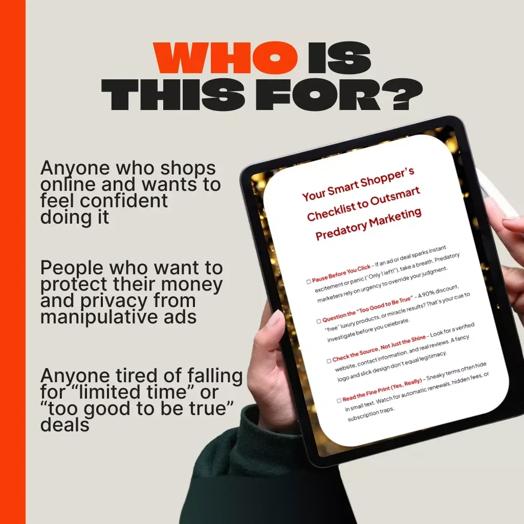 Your Smart Shopper’s Checklist to Outsmart Predatory Marketing | Digital Download | Consumer Protection Guide | eBook for Smart Online Shopping | Avoid Scams & Manipulative Ads