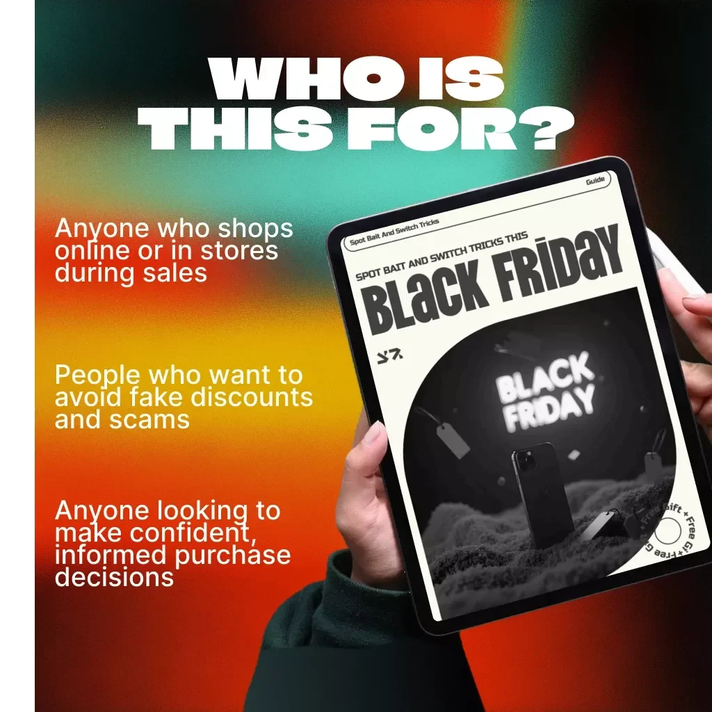 Spot Bait and Switch Tricks This Black Friday | Digital eBook & Smart Shopping Guide for Safe Online Deals | Learn to Detect Fake Discounts, Avoid Traps, and Shop Smarter with AI Prompts