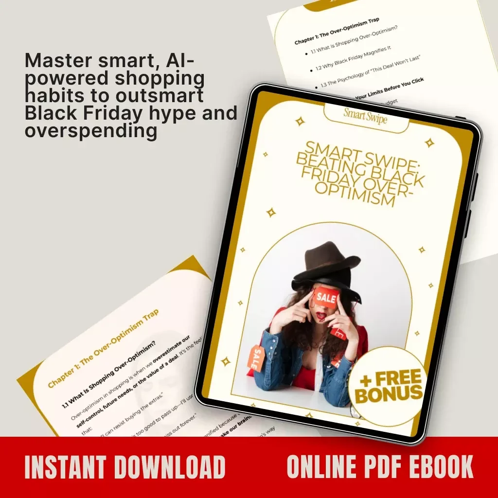 Smart Swipe: Beating Black Friday Over-Optimism | Digital Download Guide for Smarter Shopping, Budget Planning & AI-Powered Spending Control | Money-Saving eBook & Printable Checklist for Conscious Shoppers