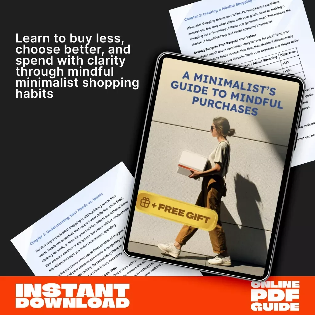 A Minimalist’s Guide to Mindful Purchases | Digital Guide on How to Shop with a Minimalist Mindset | Minimalist Lifestyle eBook for Conscious Consumers