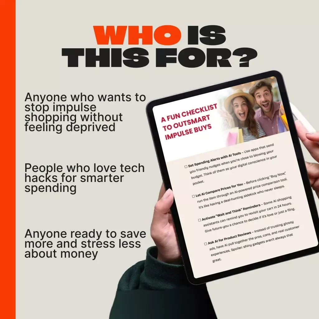 A Fun Checklist to Outsmart Impulse Buys – AI Shopping Guide, Digital Download, Budgeting eBook, Smart Spending Printable