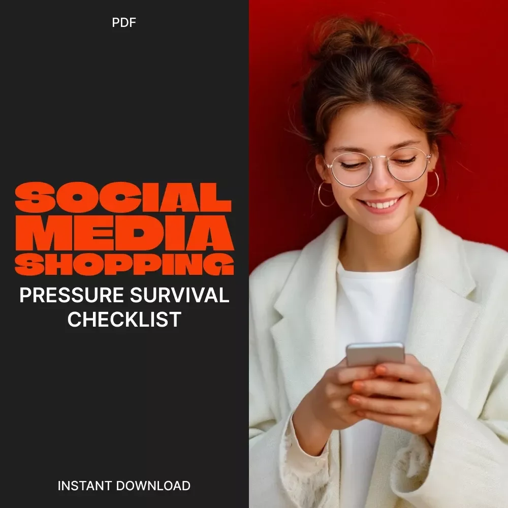 Social Media Shopping Pressure Survival Checklist | Digital Download for Mindful Spending | Tips for Avoiding Social Media Shopping Pressure | Budgeting & Self-Control Guide