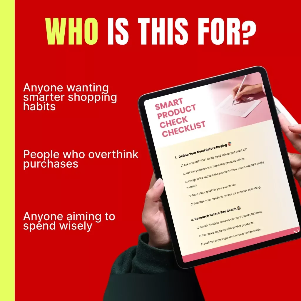 Smart Product Check Checklist | Digital Download Guide | How to Check If a Product Is Useful | Minimalist Buyer’s eBook for Smarter Shopping Decisions