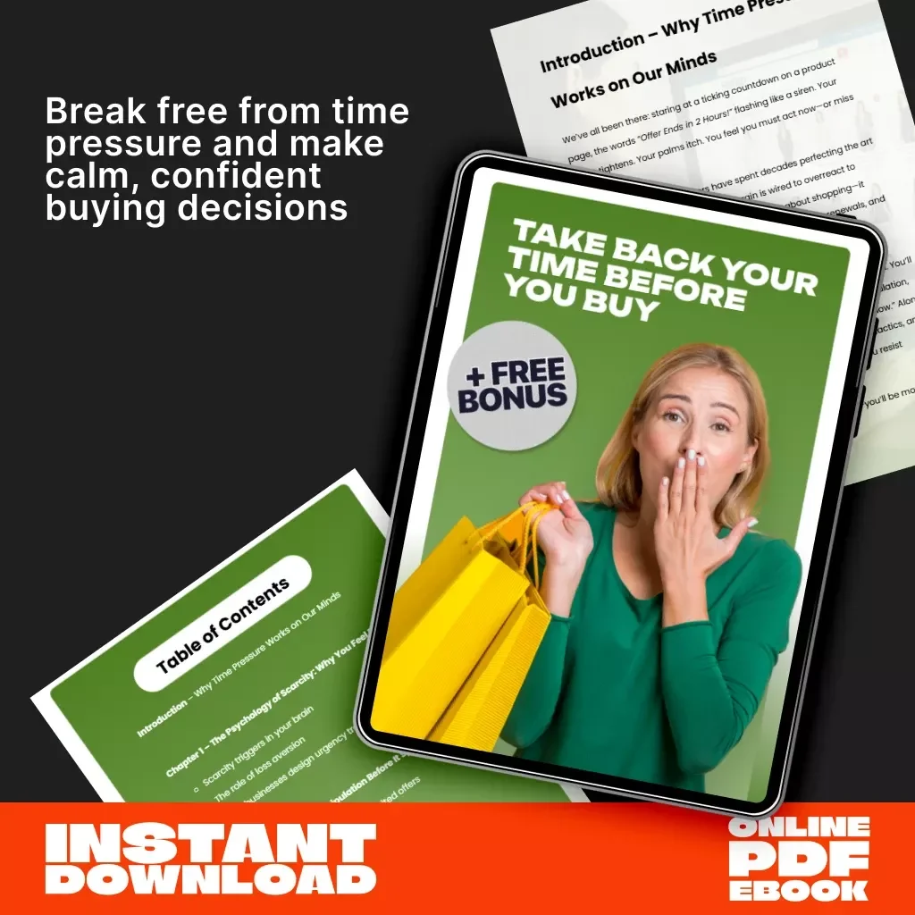 Take Back Your Time Before You Buy | Digital eBook for Smarter Spending Decisions | Tips for Resisting Time-Limited Offers & Breaking the Scarcity Trap