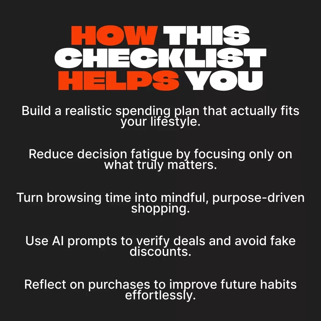 Smart Shopper’s AI-Powered Budgeting Checklist | Digital Download for Savvy Spenders | How to Use AI to Make a Shopping Budget Guide
