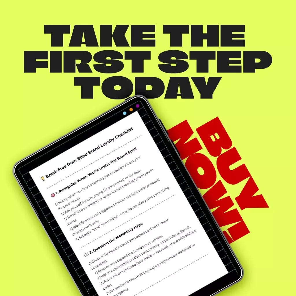 Break Free from Blind Brand Loyalty Checklist | Printable Self-Awareness Guide | Digital Download on How to Avoid Blindly Following Brand Loyalty | Mindful Shopping eBook for Smarter Consumer Choices