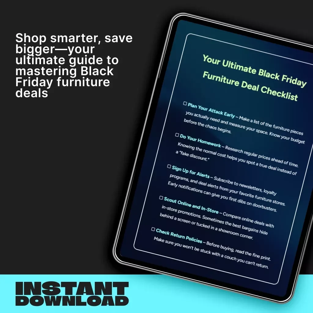 Your Ultimate Black Friday Furniture Deal Checklist | Printable Digital Download | How to Find Furniture Deals on Black Friday Guide for Smart Shoppers