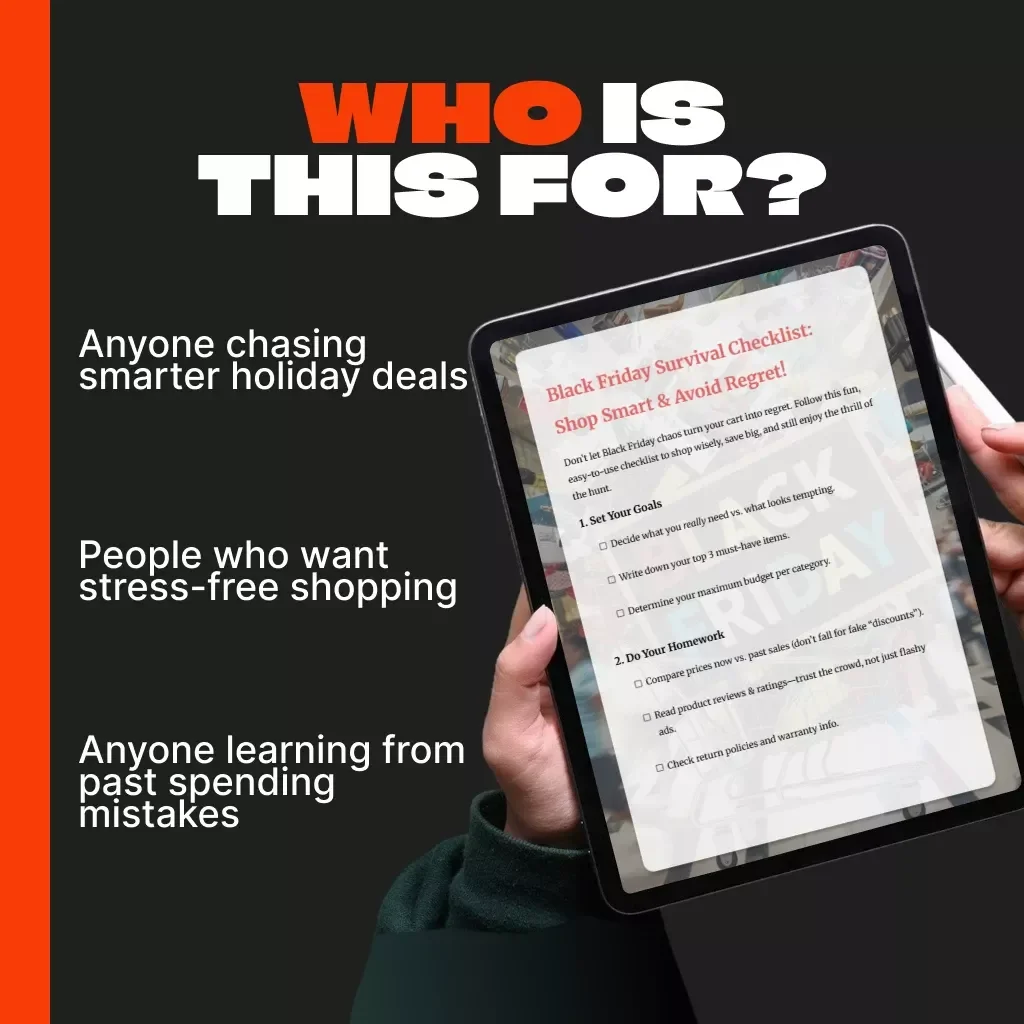 Black Friday Survival Checklist: Shop Smart & Avoid Regret! | Digital Download | Black Friday Guide for How to Shop Without Regret
