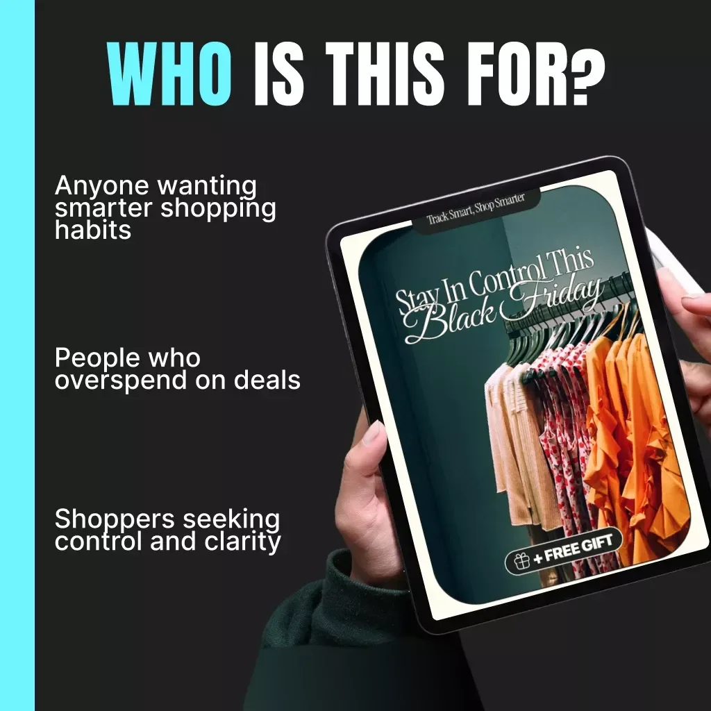Track Smart, Shop Smarter: Stay in Control This Black Friday | Budgeting eBook for How to Track Black Friday Shopping Expenses | Digital Download Guide for Mindful Spending