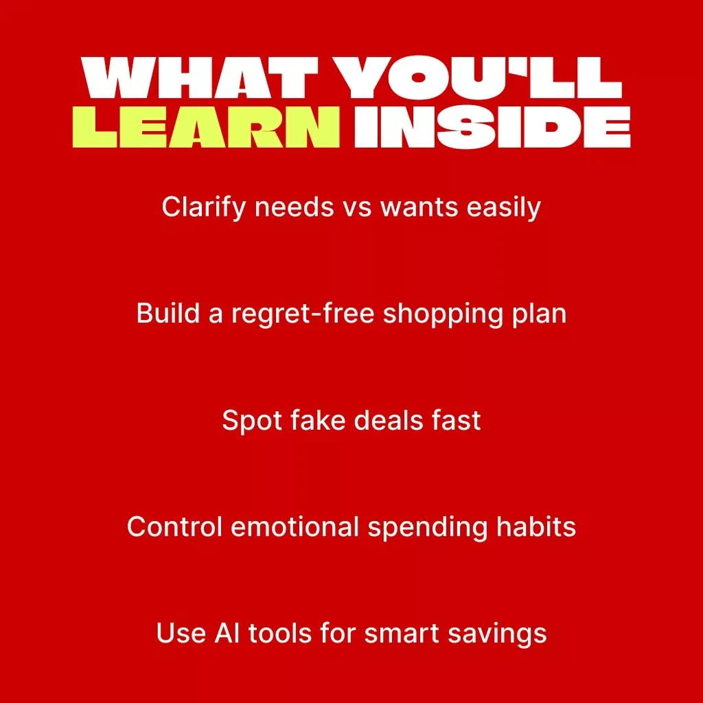 How to Buy What Matters Without Regret | Smart Black Friday Ebook for Conscious Shoppers | Digital Guide on Need vs Want vs Wait