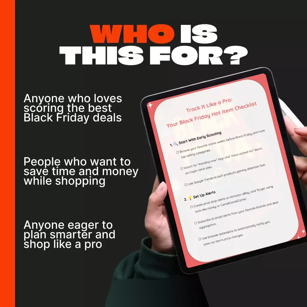 Track It Like a Pro: Your Black Friday Hot Item Checklist | Ultimate Black Friday Guide, Shopping Planner, Digital Download for Smart Shoppers, Deal Trackers & eCommerce Enthusiasts