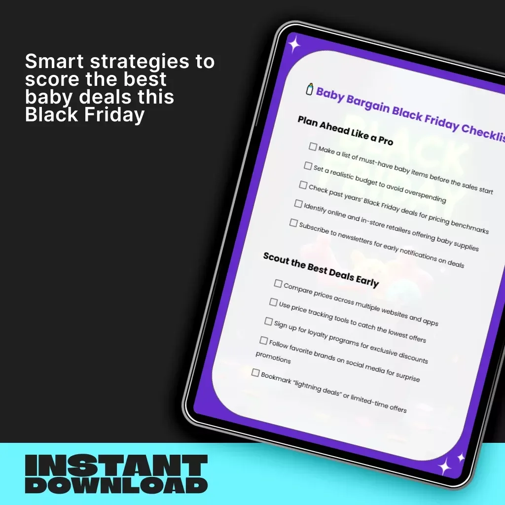 Baby Bargain Black Friday Checklist | Digital Download Guide for Parents | How to Buy Baby Supplies Cheap on Black Friday