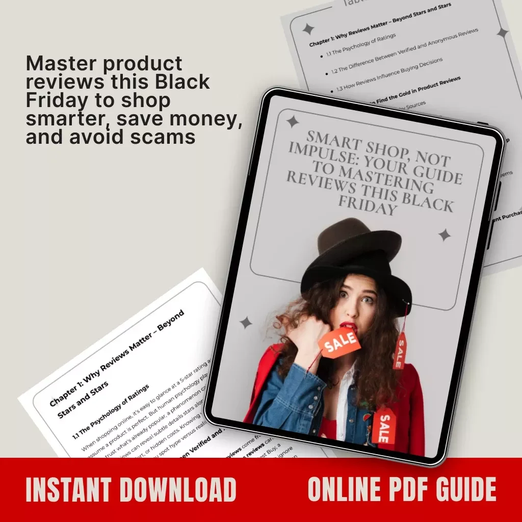 Smart Shop, Not Impulse: Your Guide to Mastering Reviews This Black Friday | Digital eBook for Smart Shoppers | Learn to Decode Reviews, Avoid Scams & Make Confident Buys | Instant Download Guide for Savvy Online Shopping