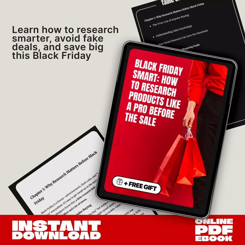 Black Friday Smart: How to Research Products Like a Pro Before the Sale | Digital eBook Guide for Smart Shoppers, Deal Hunters & Savvy Buyers | Black Friday Prep Checklist & Product Research Workbook Download