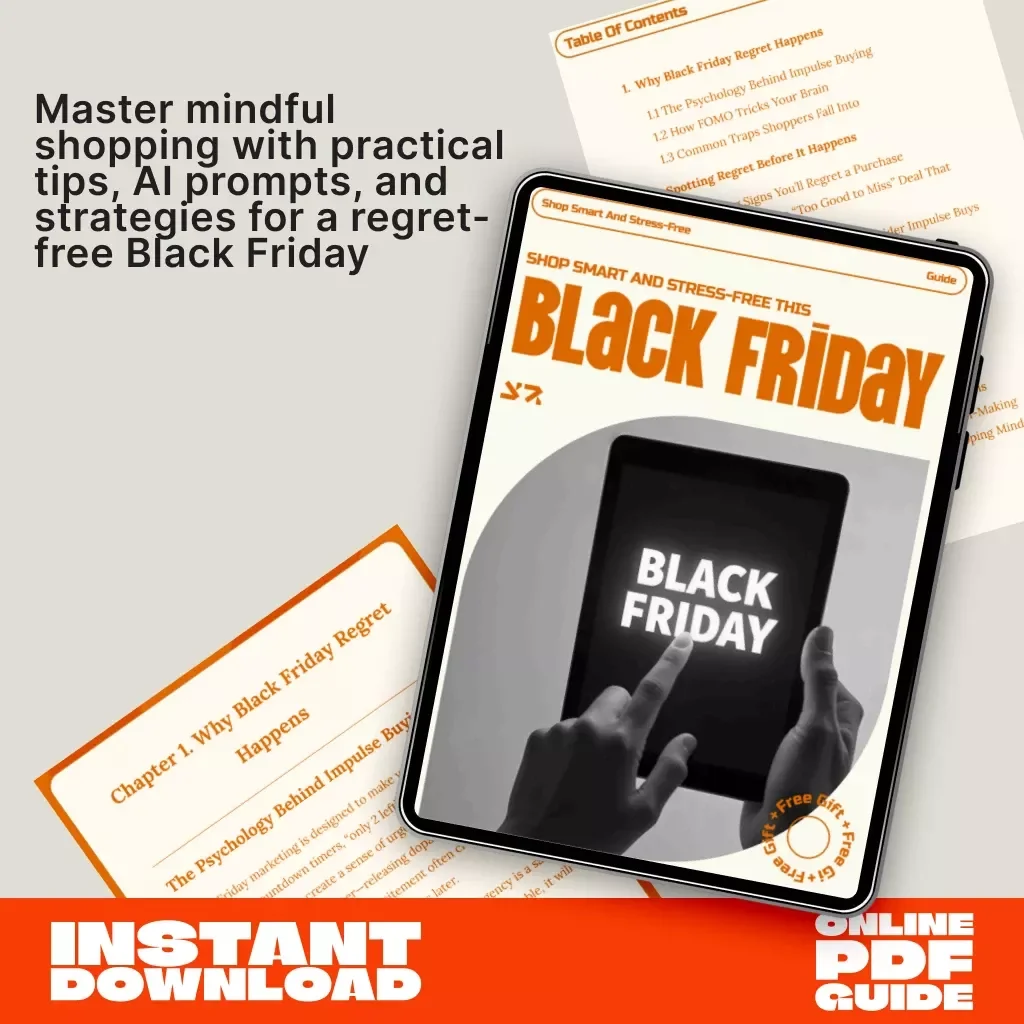 Shop Smart and Stress-Free This Black Friday | Digital Download Guide, eBook & Checklist for Mindful Shopping, Budgeting, and Regret-Free Deals
