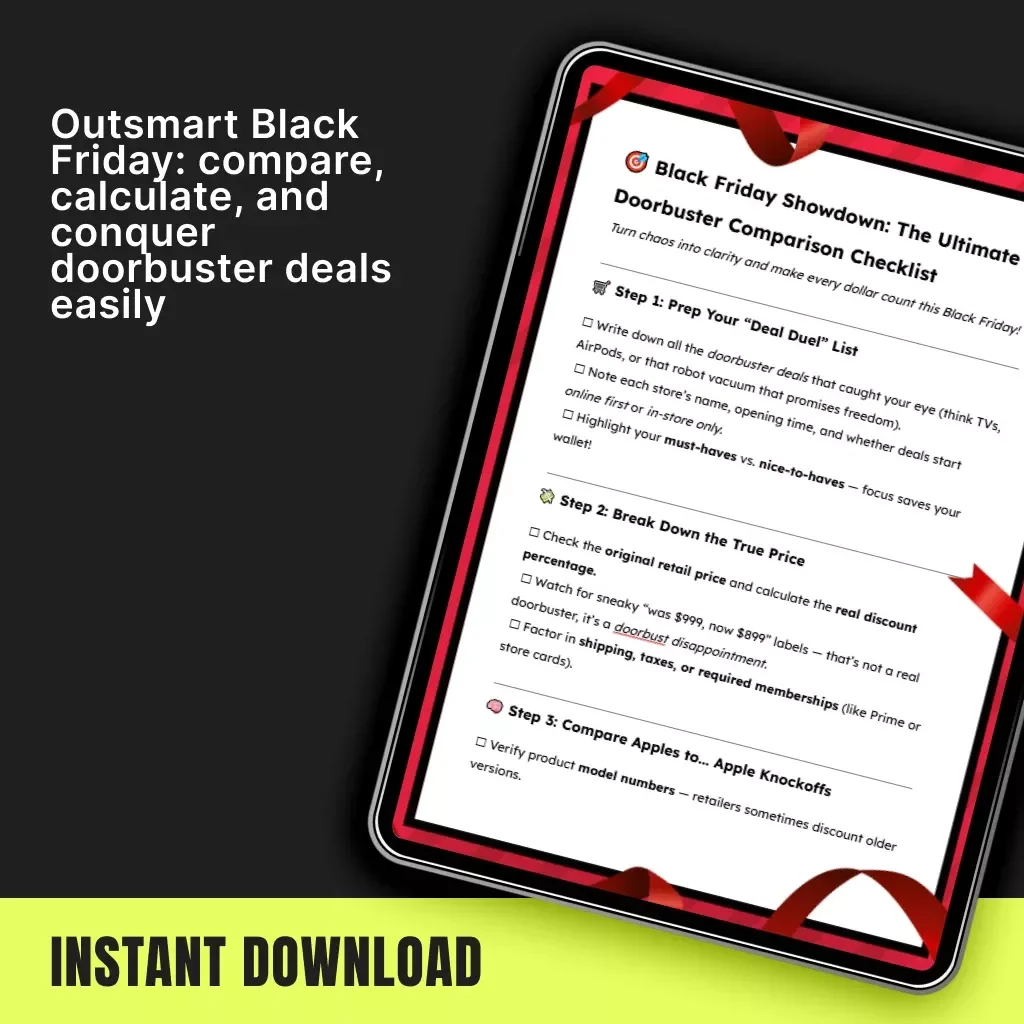 Black Friday Showdown: The Ultimate Doorbuster Comparison Checklist | Printable Guide to How to Compare Doorbuster Deals, Save Big, and Shop Smarter