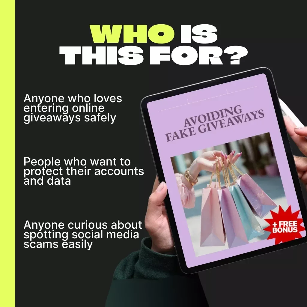 Avoiding Fake Giveaways | Digital Safety eBook, Online Scam Protection Guide, Cybersecurity Checklist, Learn How to Spot and Avoid Giveaway Scams