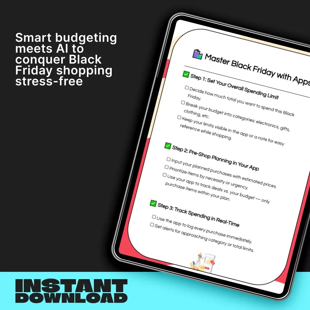 Master Black Friday with Apps | Digital Budgeting Checklist for Smart Shoppers | How to Use Budgeting Apps for Black Friday Shopping | Digital Download Guide