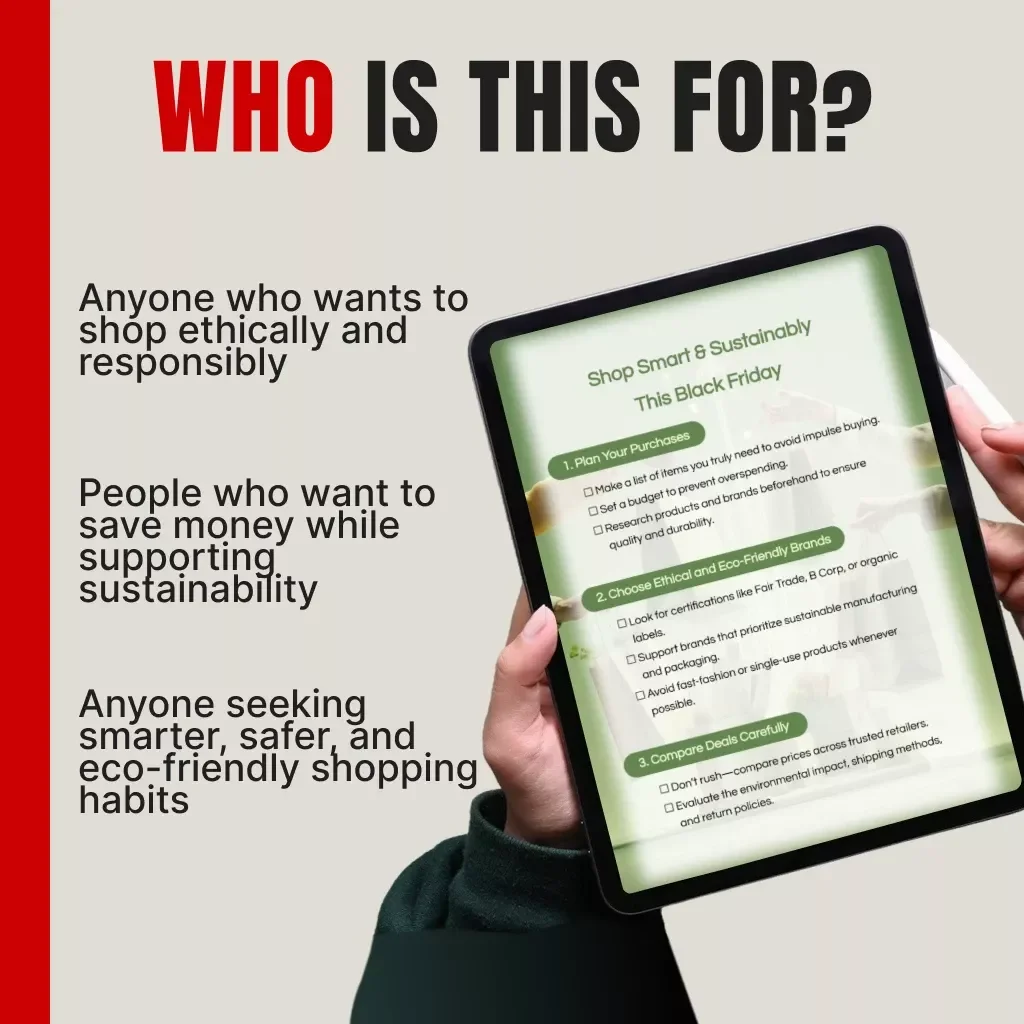 Shop Smart & Sustainably This Black Friday | Eco-Friendly Shopping Guide, Ethical Gift Ideas, Budget Planner, Sustainable Deals eBook, Digital Download for Conscious Consumers