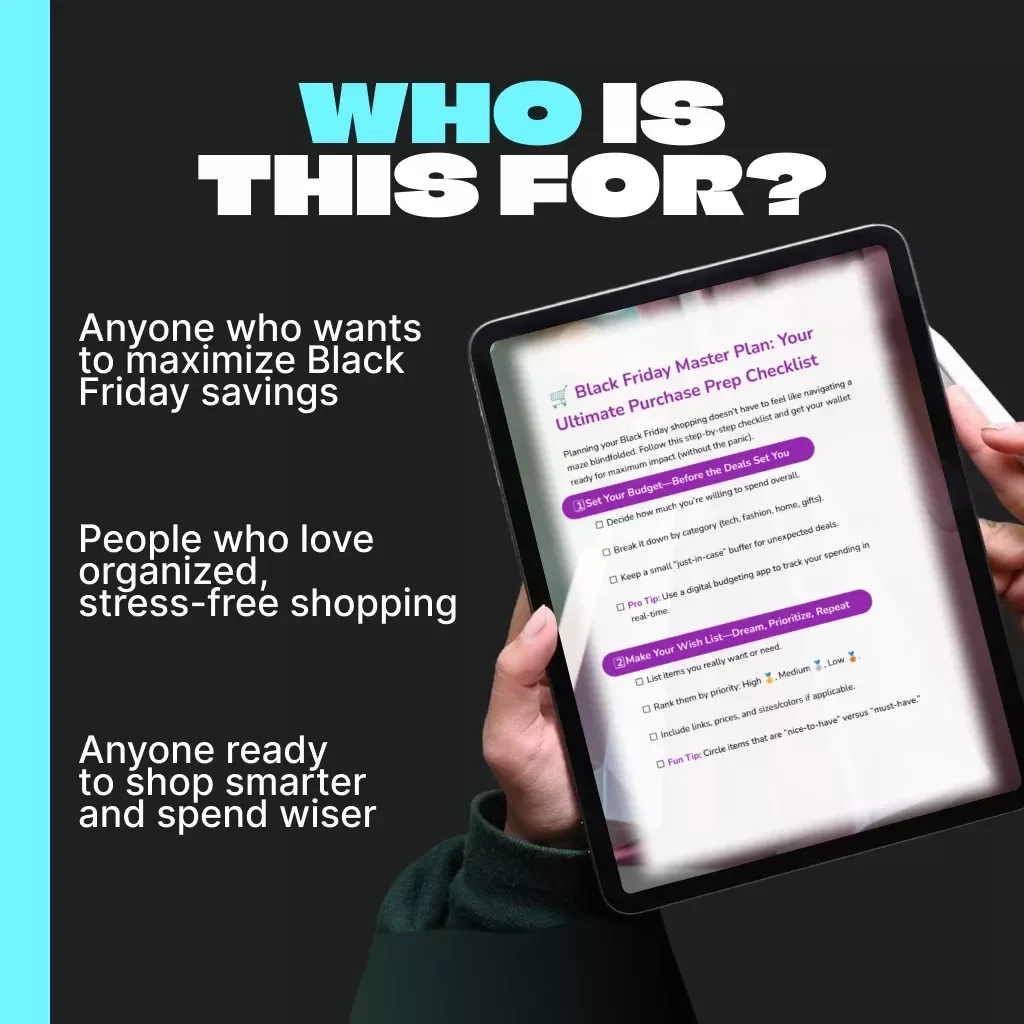 Black Friday Master Plan: Your Ultimate Purchase Prep Checklist | Digital Download | How to Plan Purchases Around Black Friday Guide for Smart Shoppers