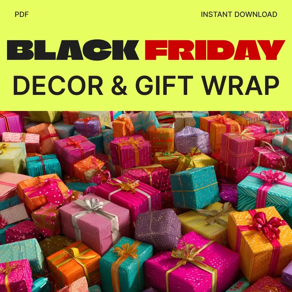 Your Black Friday Decor & Gift Wrap Checklist | Smart Ways to Buy Seasonal Decor & Gift Wrap on Black Friday | Printable Holiday Shopping Planner, Digital Download Guide