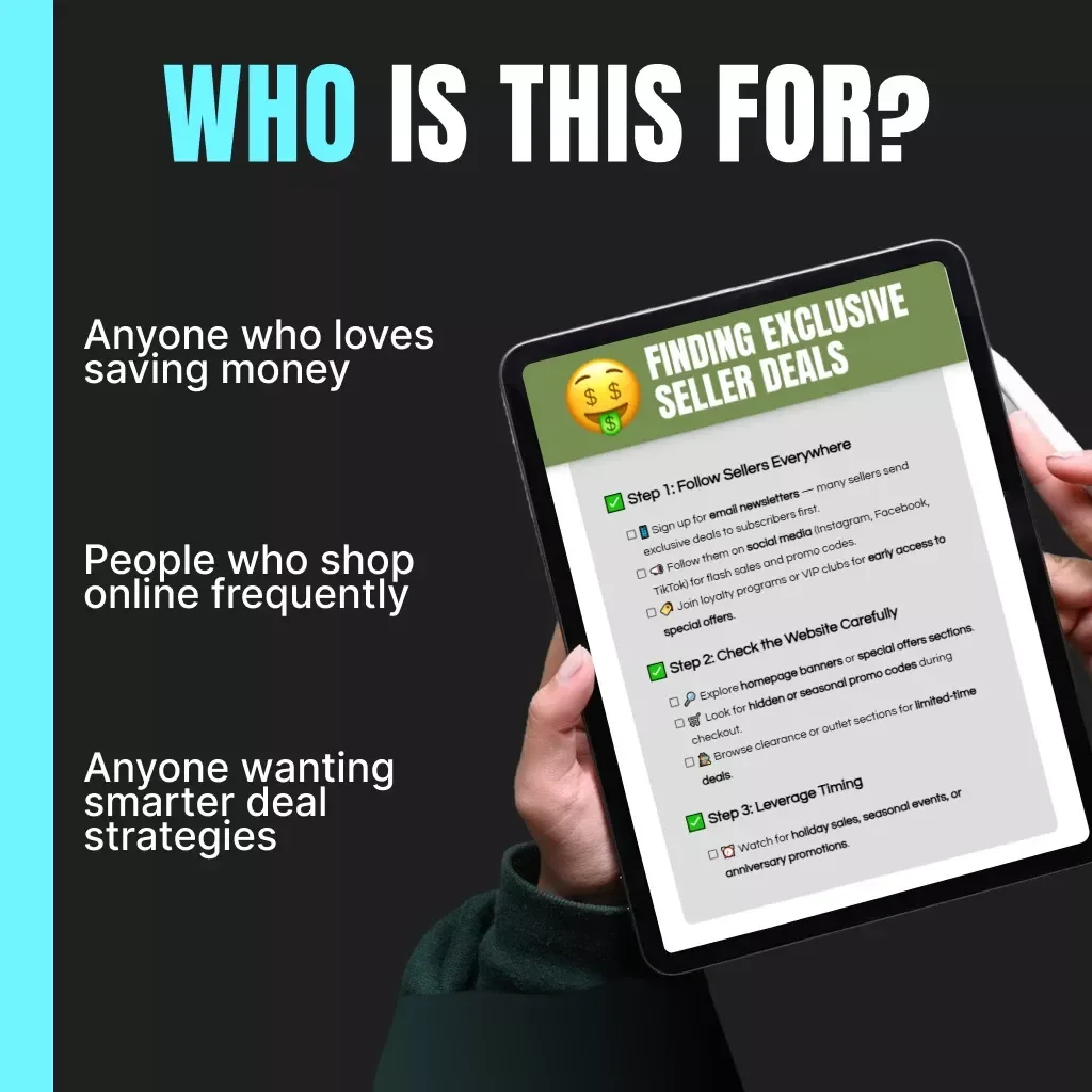 Finding Exclusive Seller Deals Checklist | How to Find Exclusive Deals from Sellers | Digital Download Guide for Shoppers, Resellers & Bargain Hunters
