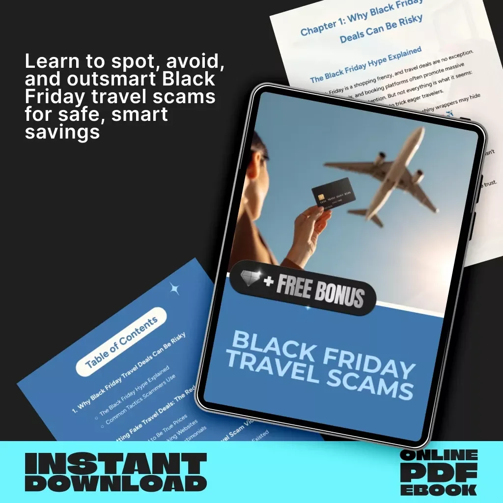Black Friday Travel Scams | Digital eBook on Why You Should Be Cautious of Fake Travel Deals on Black Friday | Smart Traveler’s Guide to Avoiding Holiday Scams and Finding Legitimate Deals