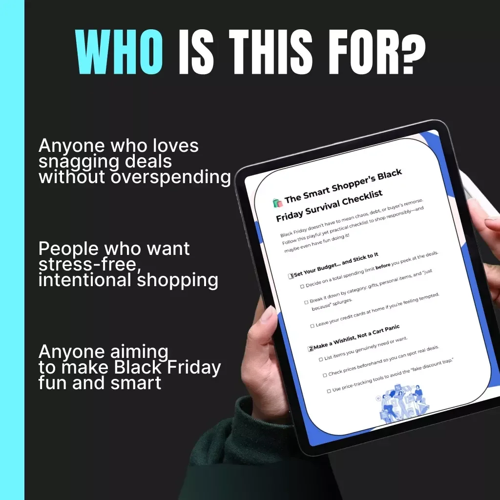 The Smart Shopper’s Black Friday Survival Checklist | Digital Download | How to Shop Responsibly During Black Friday | Printable Budget & Wishlist Planner for Mindful Shoppers