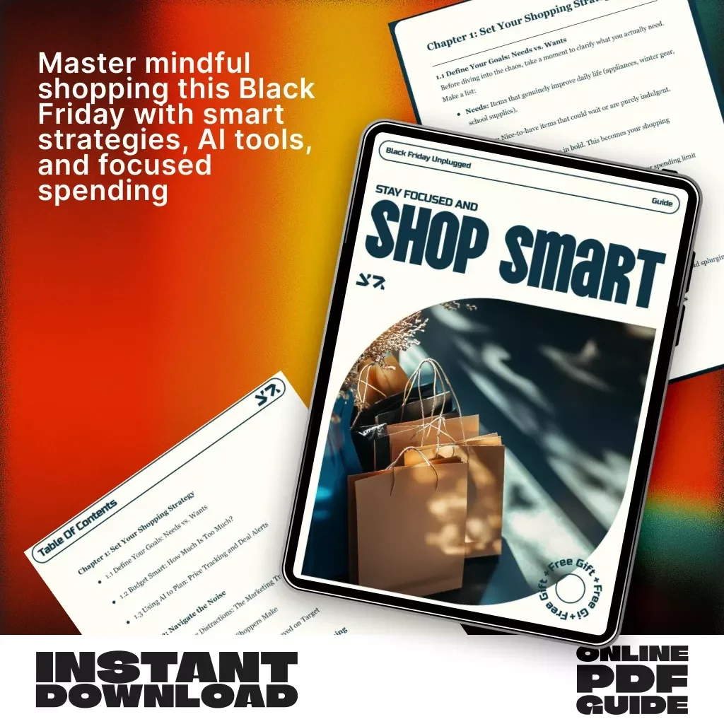 Black Friday Unplugged: Stay Focused and Shop Smart | Digital Guide to How to Stay Focused on Your Black Friday Shopping Goals | Budget Planner, AI Tips & Smart Spending Ebook