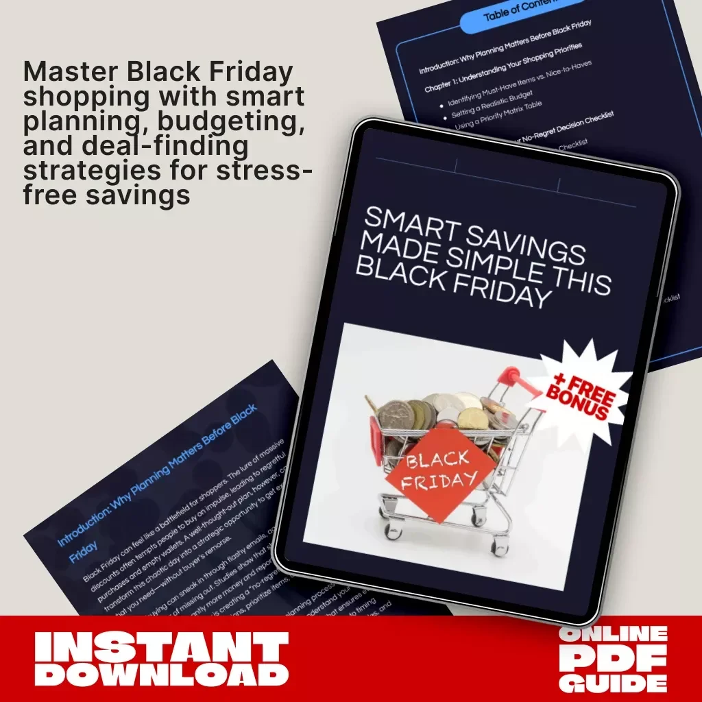 Smart Savings Made Simple This Black Friday | Budget Planning eBook, Shopping Checklist, Money-Saving Digital Guide, Black Friday Strategy PDF