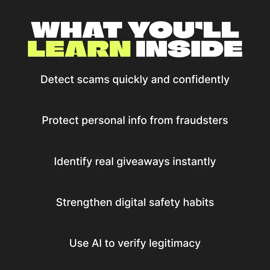 Avoiding Fake Giveaways | Digital Safety eBook, Online Scam Protection Guide, Cybersecurity Checklist, Learn How to Spot and Avoid Giveaway Scams