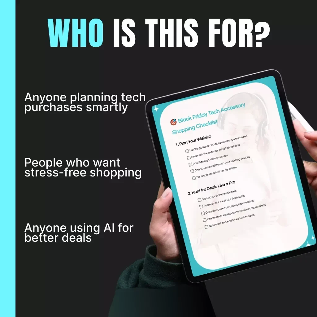 Black Friday Tech Accessory Shopping Checklist | Digital Download | Ultimate Guide on How to Buy Tech Accessories During Black Friday