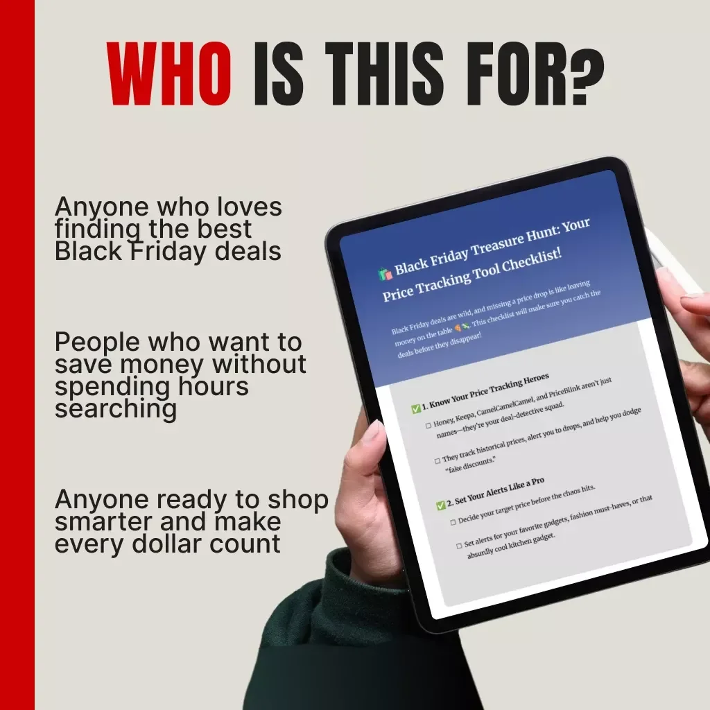 Black Friday Treasure Hunt: Your Price Tracking Tool Checklist! | Ultimate Black Friday Shopping Guide | Digital Download eBook & Checklist for Smart Shoppers