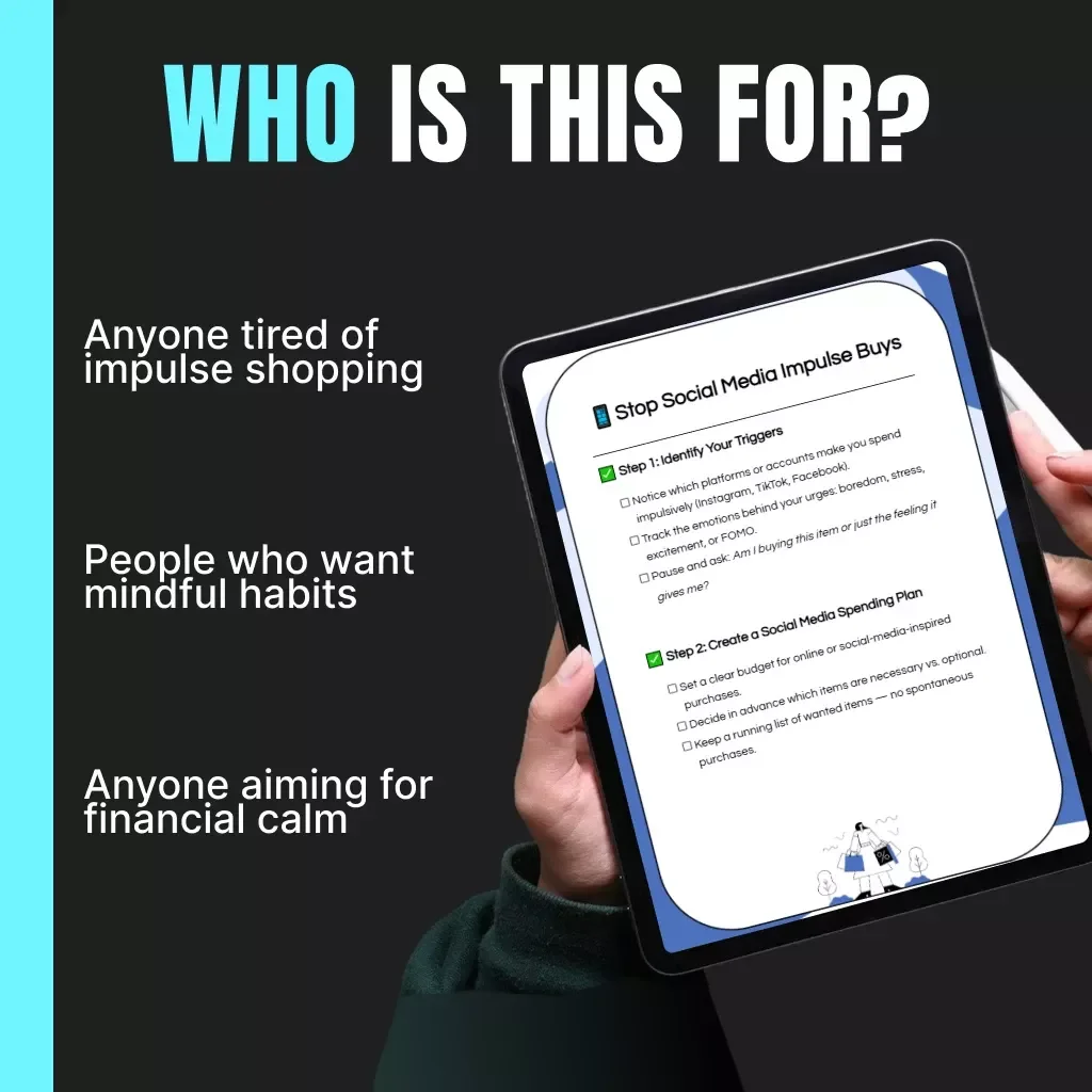 Stop Social Media Impulse Buys | Printable Checklist for Smart Spending | How to Avoid Impulse Buying on Social Media | Digital Download Guide