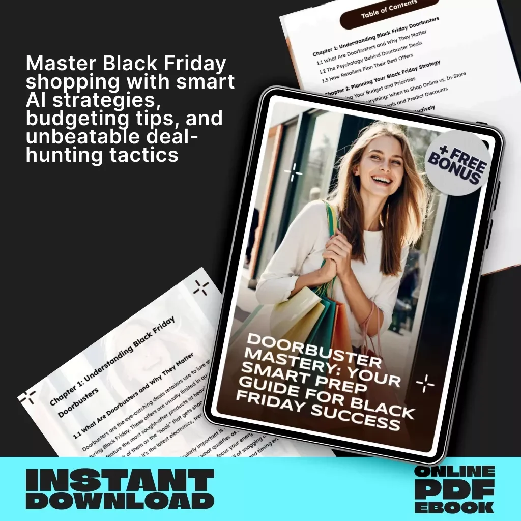 Doorbuster Mastery: Your Smart Prep Guide for Black Friday Success | Digital Download | Black Friday Strategy eBook | AI Shopping Tools | Budget Planning & Deal Tracking Guide | Ultimate Holiday Shopping Planner