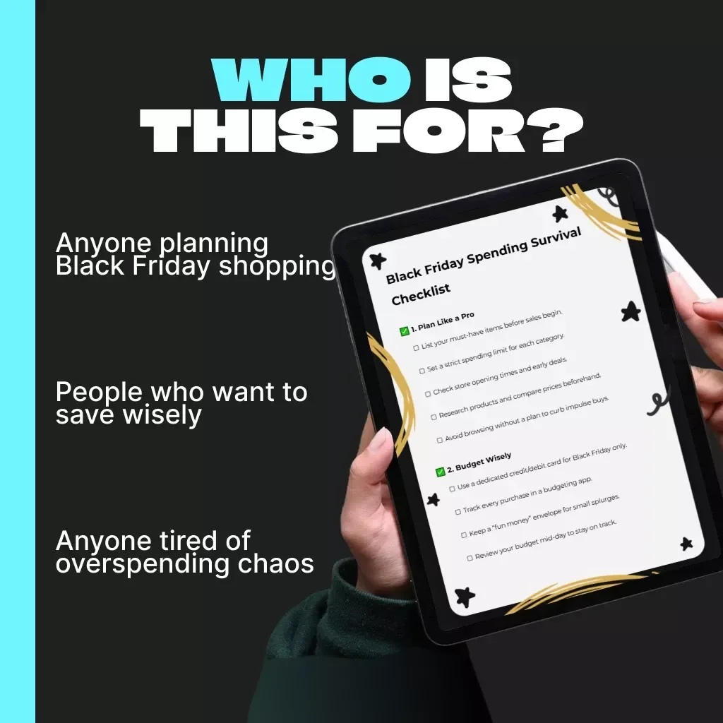 Black Friday Spending Survival Checklist | Digital Download Guide for Smart Shoppers | How to Avoid Over-Spending During Black Friday | Printable Budget & Deal Planner