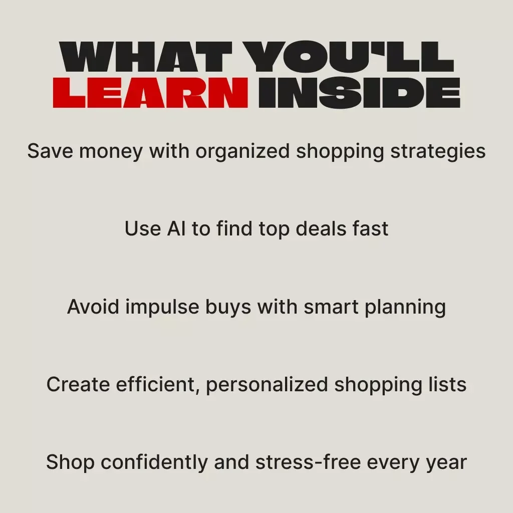 Black Friday Mastery: Your Ultimate Guide to Organizing a Smart Shopping List | Digital Download | Black Friday Planner, eBook, Savings Guide, AI Shopping Tips, Budget Checklist