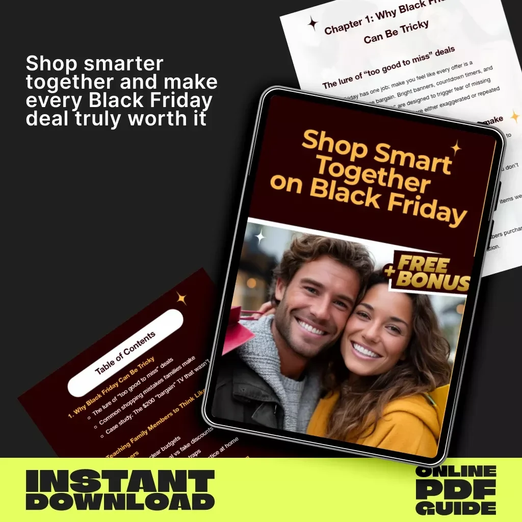 Shop Smart Together on Black Friday | How to Teach Family Members to Shop Smart on Black Friday | Printable Digital Guide for Smarter Family Shopping