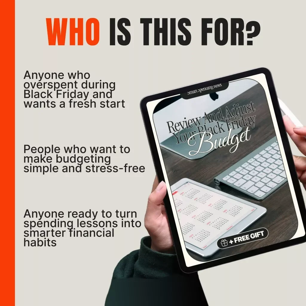 Smart Spending Reset: Review and Adjust Your Black Friday Budget | Digital Budget Planner, AI Spending Guide, Financial Reset Workbook, Money Management Checklist