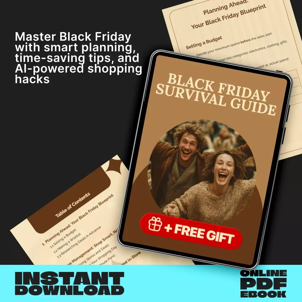 Black Friday Survival Guide | eBook for Smart Shoppers | Tips for Staying Organized During Black Friday Shopping | Printable Digital Download