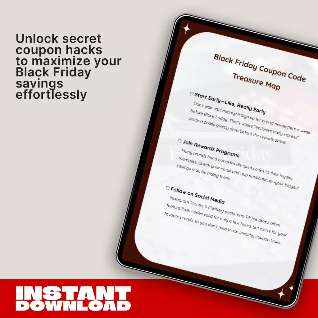 Black Friday Coupon Code Treasure Map | Ultimate Checklist for Finding Hidden Discounts & Where Black Friday Coupon Codes Appear | Digital Download Guide for Smart Shoppers